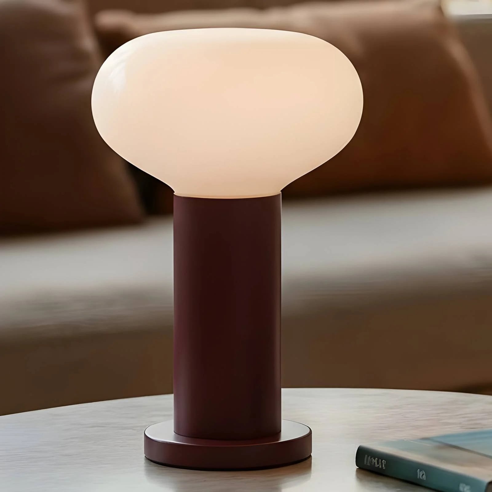 Aldex Flo tafellamp rood met glas en metaal, Scandinavisch design, Ø 19 cm