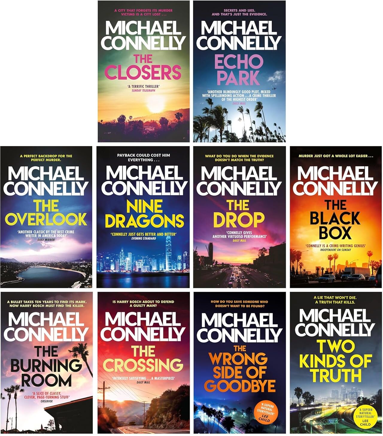 Hachette Harry Bosch Series Books 11-20 by Michael Connelly - 10 Book Paperback Collection Set - Gritty LAPD Crime Thrillers for Adult Fiction Readers