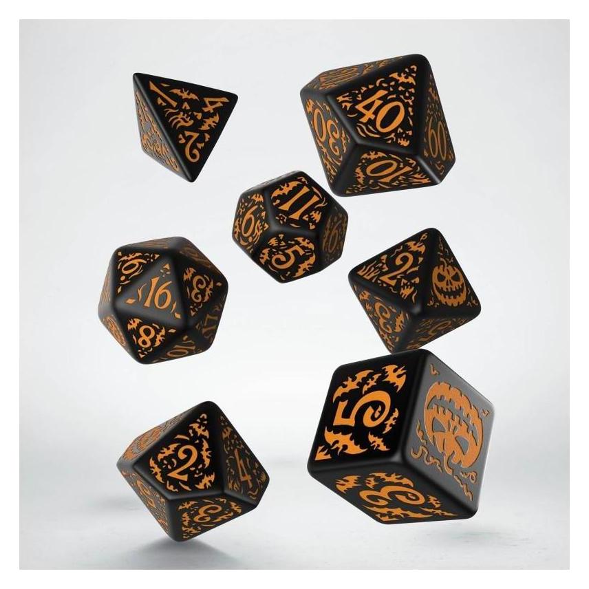 Q Workshop SHAP69 - Halloween Kürbis schwarz und orange Würfel Set (7 Teile) (SHAP69)