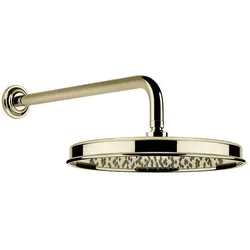 Gessi Venti20 Antikalk-Kopfbrause, D328mm, mit Gelenk und Wandarm 389mm, Wandmontage, 65149710, Farbe: Messing PVD