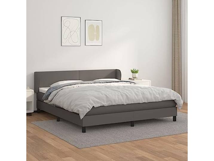 YNGBHFNOP Kunstleder mit Taschenfederkernmatratze verstellbares Kopfteil Boxspringbett mit Matratze Grau 160x200 cm Kunstleder Bett mit Bettkasten Komfort-Liegegefühl