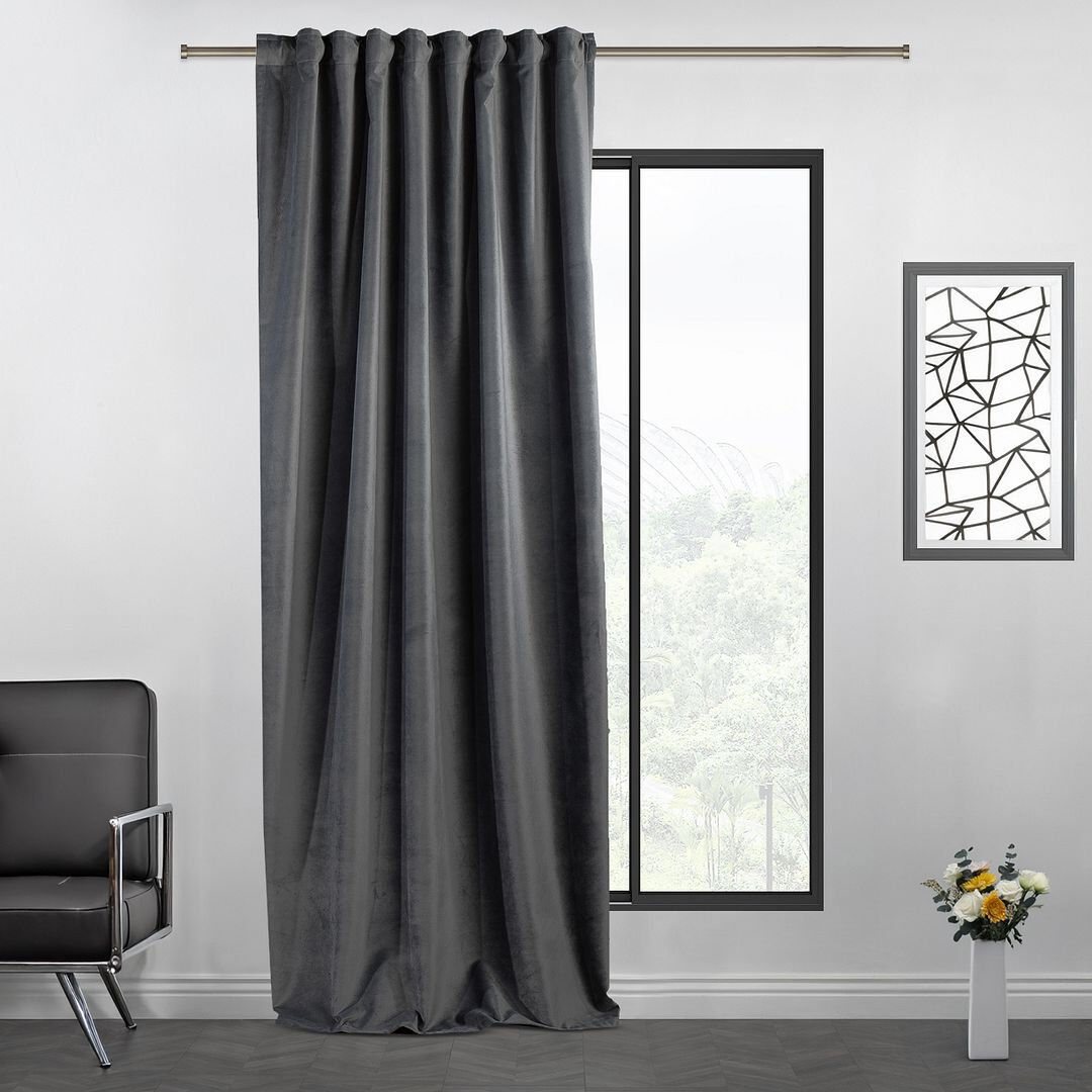 Lilijan Home & Curtain Extra Long & Extra Wide Matte Velvet Curtain Panel 67 IRON 260cm Width x 265cm Drop