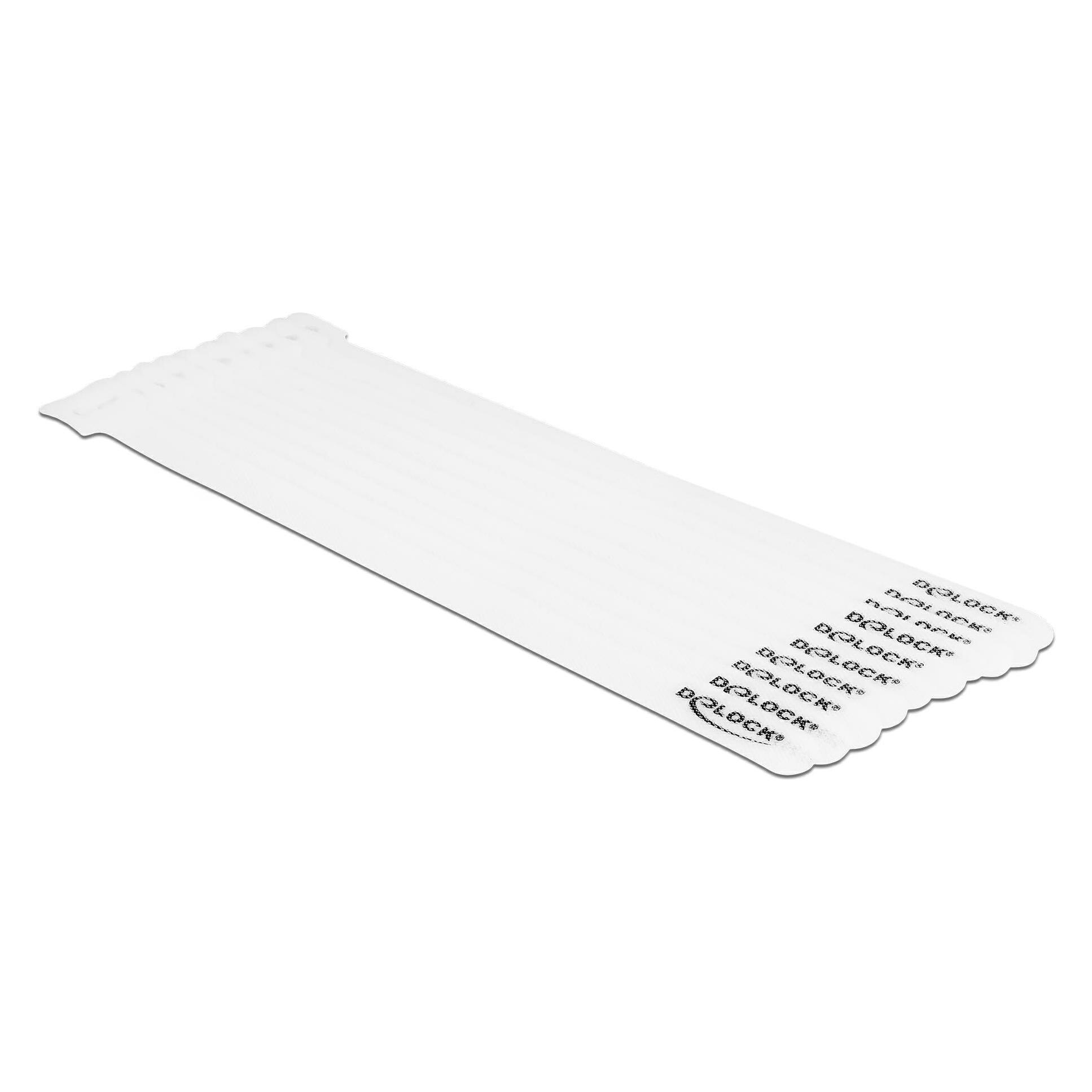 Delock Klett-Kabelbinder L 250 x B 12 mm weiss 10 Stück (Klettkabelbinder, 250 mm, 10 Stk.) (19523)