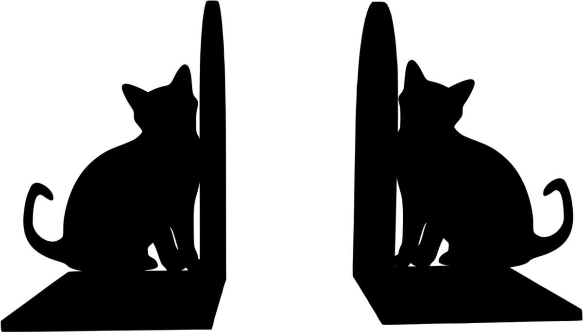 Djemzy Boekensteun Zittende Katten - Set van 2 - Zwart