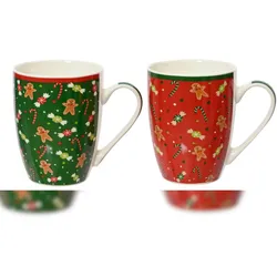 Christmas Decorations 1 Tasse Porzellan 10,5cm Weihnachtsmuster Teetasse 340ml Henkel Weihnachtstasse Porzellantasse Teebecher Kaffeetasse Kaffeebecher Geschirr Weihnachten