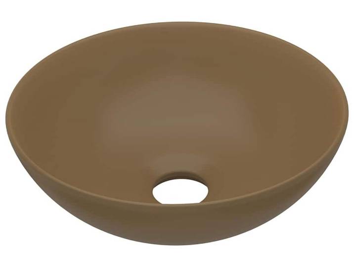 vidaXL Lavabo en céramique crème mat ronde