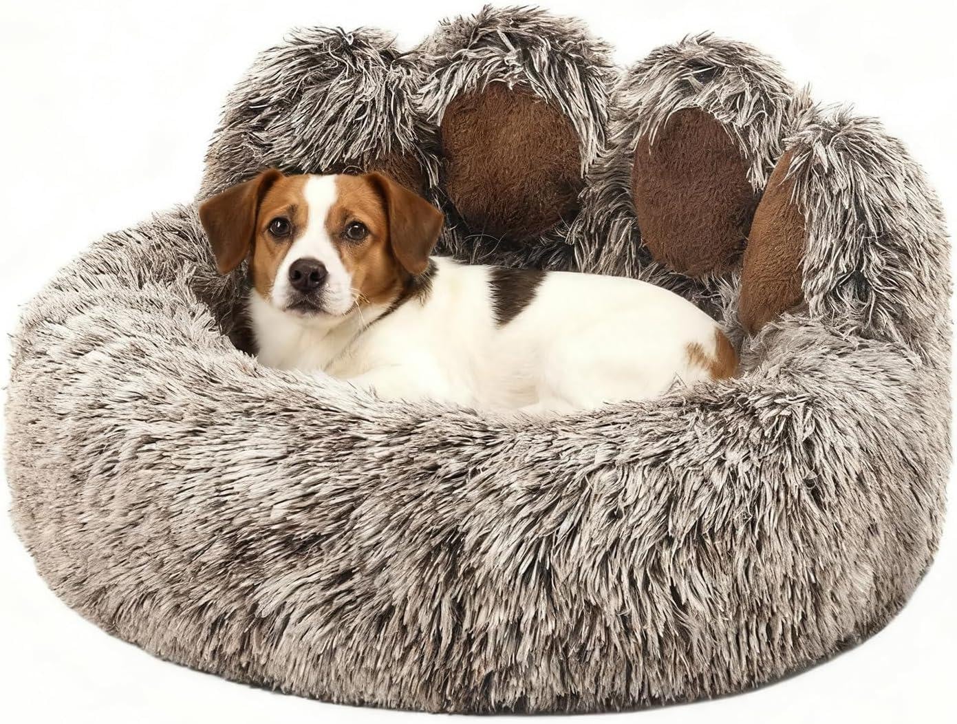 Rond pluche huisdierbed met anti-slip bodem voor honden, diameter: 50 cm