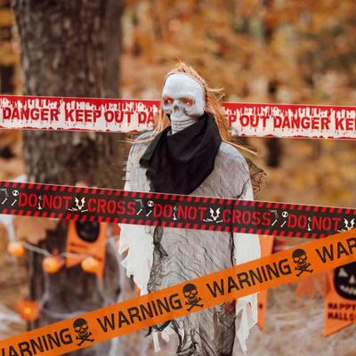 Inspired Finds Halloween Warning Tape Decoration Strip For Haunted Houses & Parties black