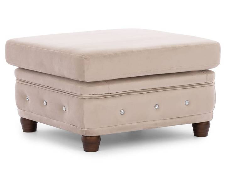 Repose-pieds Chesterfield en velours beige