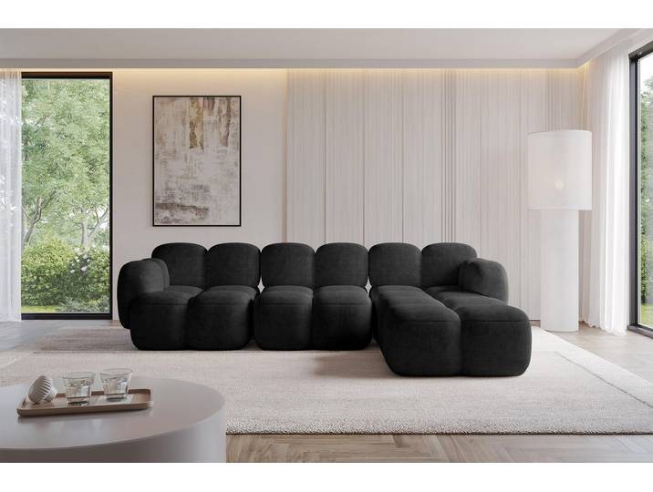 ALTDECOR Ecksofa - Miko-L2 - 302x205x75 - Schwarz Corner Sofa Eckcouch Couch L-Form, links/rechts angeordnet