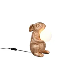 Tischleuchte Beistelllampe Dekolampe Figur goldfarbig Schnurschalter H 28 cm