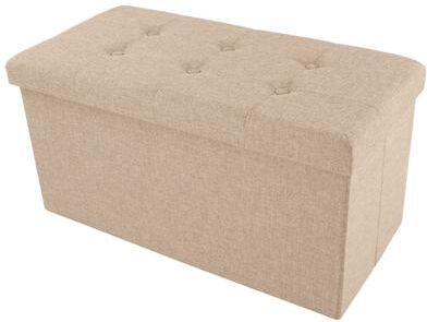 Lavish Home 30-Inch Foldable Storage Tufted Ottoman with Removable Lid