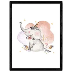 POSTER Kinder Tiere Elefant A4 Rahmenlos