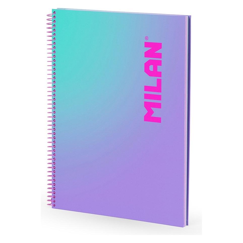Milan A4-Notizbuch, Spiralbindung, Hardcover, 90 karierte Seiten, farbiges Band, lila (A4, Kariert, Harter Einband) (66968631)