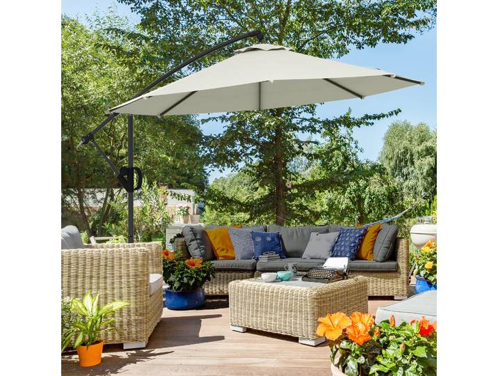 Outsunny Parasol Déporté Crème Inclinable UV Ø2,93m