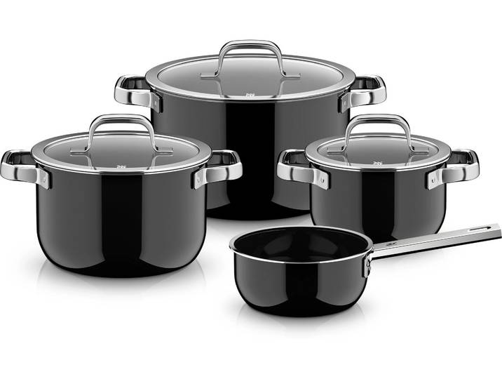 Topf-Set WMF Fusiontec Mineral Pro , schwarz, Töpfe, Topf-Set, kratzfeste Oberfläche, wärmereduzierende Hohlgriffe, Made in Germany