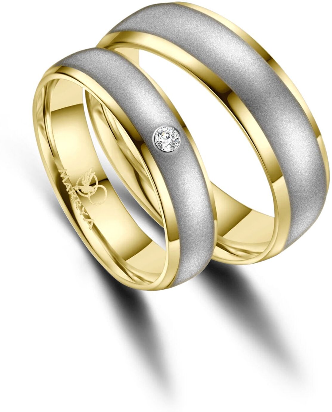 Fingerring MARRYA "Herrenring Edelstahl Silber - Gold" Gr. 66, silber (silber, gold), Fingerringe, Herren, 66, Edelstahl, Fingerring