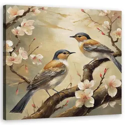 WANDBILD vögel tiere blumen zweig