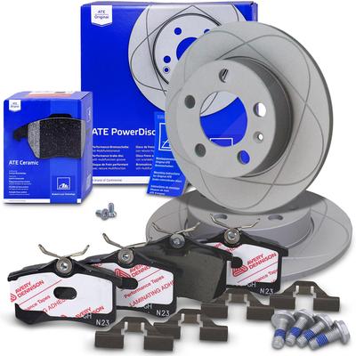 Ate POWERDISC Bremsscheiben +CERAMIC Bremsbeläge hinten [Hersteller-Nr. 10696331] für Seat, Skoda, VW, Audi