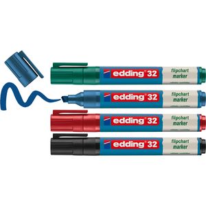 Edding Flipchartmarker 32, Keilspitze, Strichbreite 1-5 mm, 4 Stück