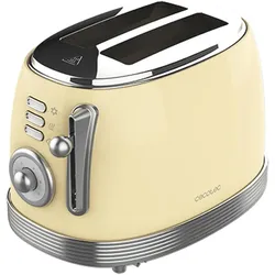 Cecotec Grille-pain Toast&Taste 800 Vintage (Jaune), Toaster, Gelb