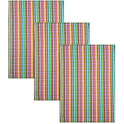 Kracht 3er Pack Baumwoll Küchentuch Restgarn 50x70 cm - bunt