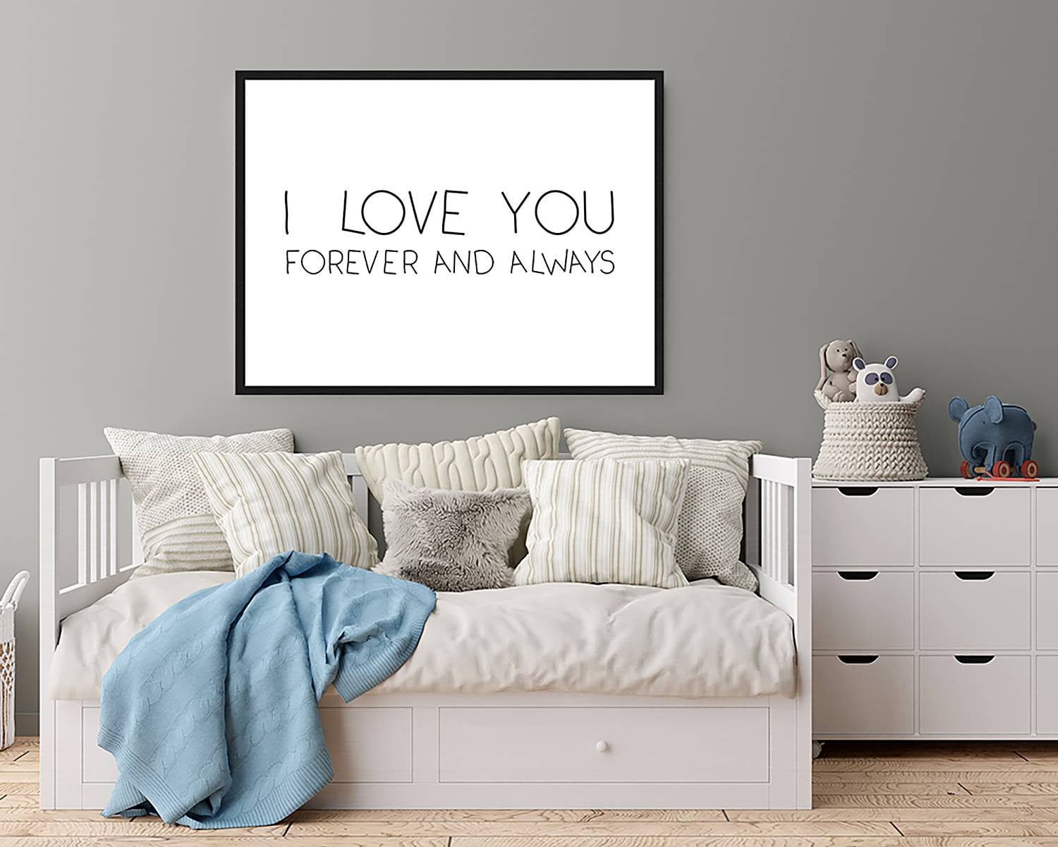 home24 I Love You Forever and Always Wanddecoratie, Meerdere Kleuren, 63 x 83 cm