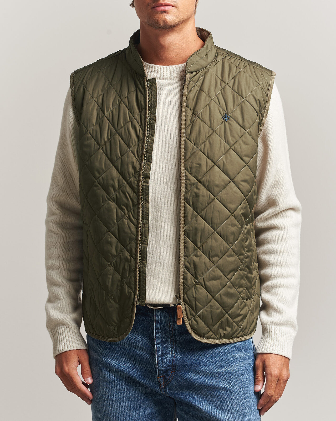 Morris Teddy Quilted Vest Olive men M Grøn