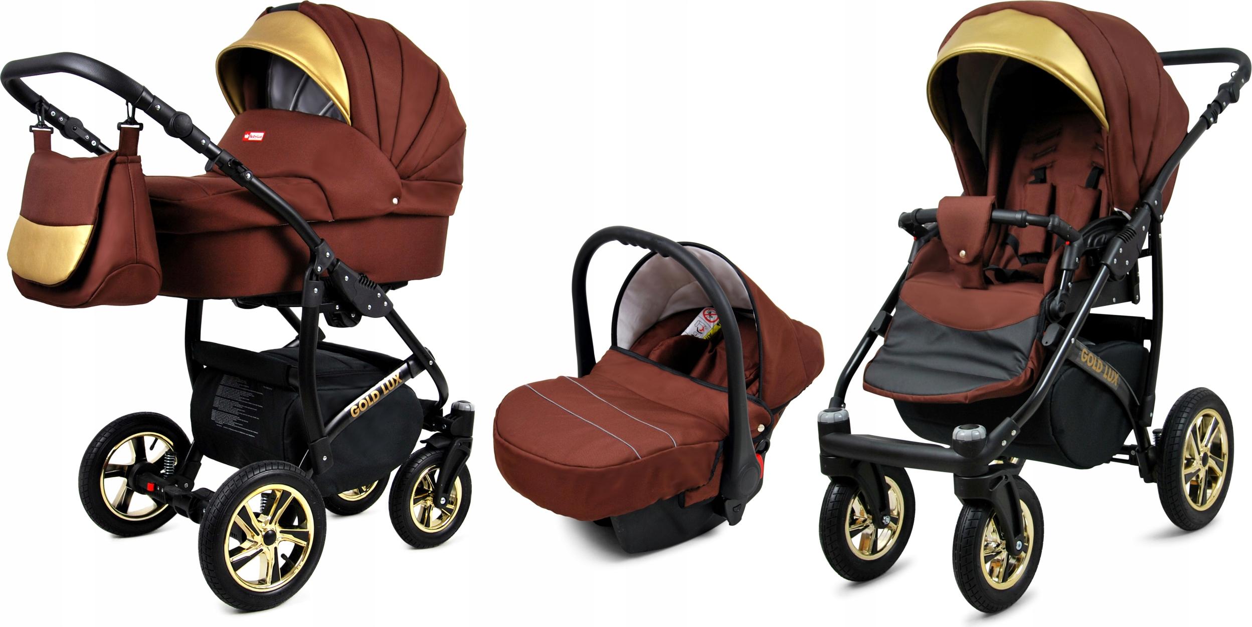 BabyLux Gold Lux | 3in1 Kinderwagen Set | Chocolate | Kombikinderwagen | Kinderwagenset | Buggy
