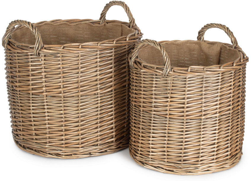Bay Isle Home Wicker 2 Piece Lined Log Storage Basket Set Natural