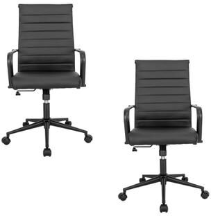 eclife 2 Pack & 4 Pack Ergonomic Office Chairs Genuine Leather Chairs BIFMA Certified
