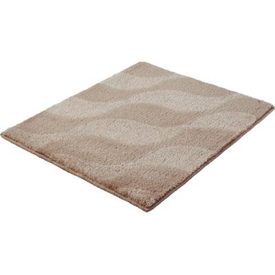 Badematte KLEINE WOLKE "»Onda«, Badvorleger, Badezimmer Teppich", beige (macadamia), H:15mm, Polyacryl, Badematten, Badematte, Badteppich, modernes Ton in Ton Wellendesign, flauschig