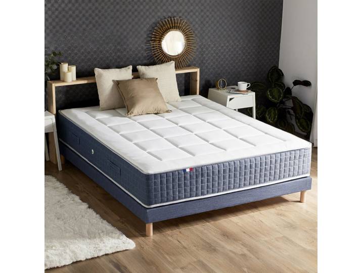 Ensemble matelas hybride + sommier + couette +oreillers 140x190