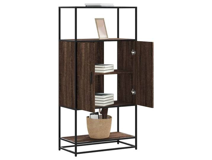 vidaXL Highboard, Highboard Braun Eichen-Optik 68x35x139 cm Holzwerkstoff Metall
