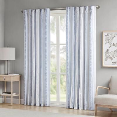 Madison Park Isabella Poly Printed Curtain Panel with Tufted Stripe and Lining