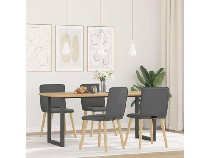HGPOTUY Esszimmerstühle 4 STK. Dunkelgrau Stoff Atmungsaktiv, Langlebig, Metall-Holz-Gestell, Dicke Schaumstoffpolsterung, Für Esszimmer und Wohnzimmer