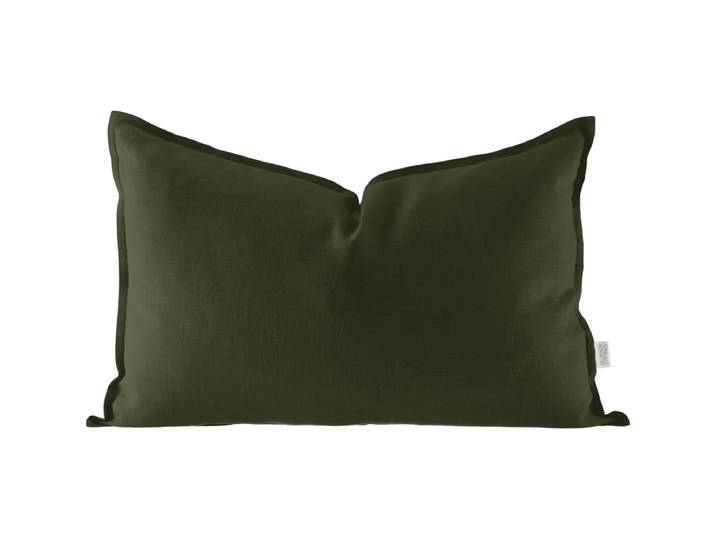 Scandi Living Taie d oreiller en lin Calm 40x60 cm Forest Green'