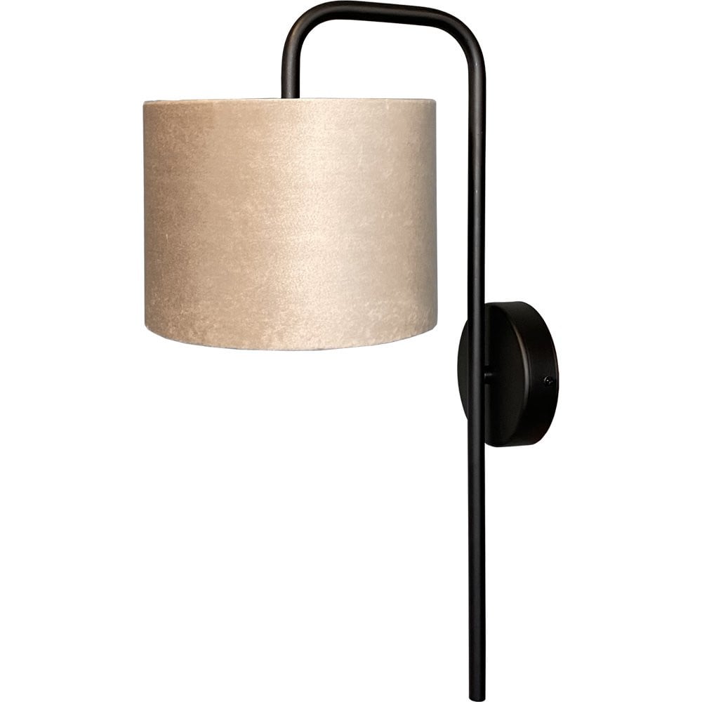 Masterlight Wandlamp Venus Zwart met Beige Stoffen Kap