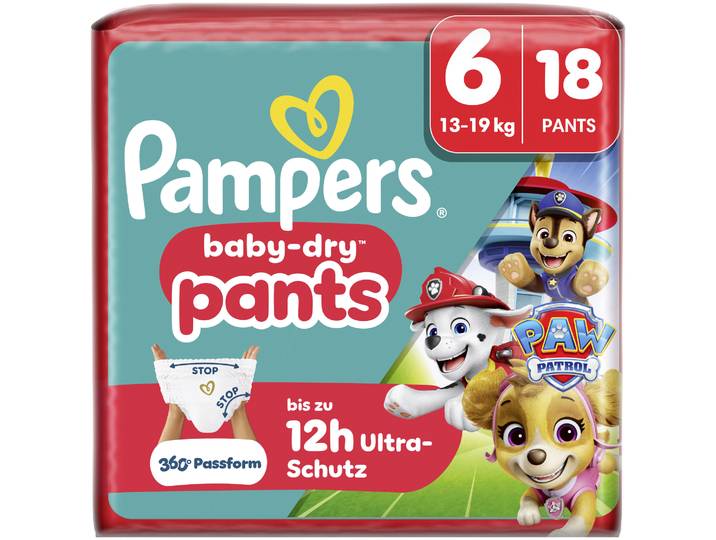 Pampers Baby Dry Pants Windeln Grösse 6 Extra Large 13-19kg Single Pack Paw Patrol 18 Stück