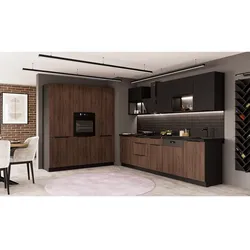 Küche MONZA SIENA LOFT 280 + 180 Küchenzeile Küchenblock Nussbaum Okapi Schwarz