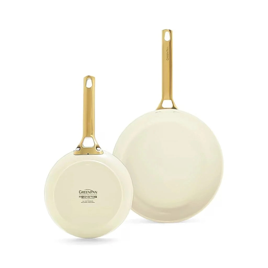GreenPan Padova Reserve 2-delige braadpannenset met keramische antiaanbaklaag, Cream White, 20 cm en 26 cm