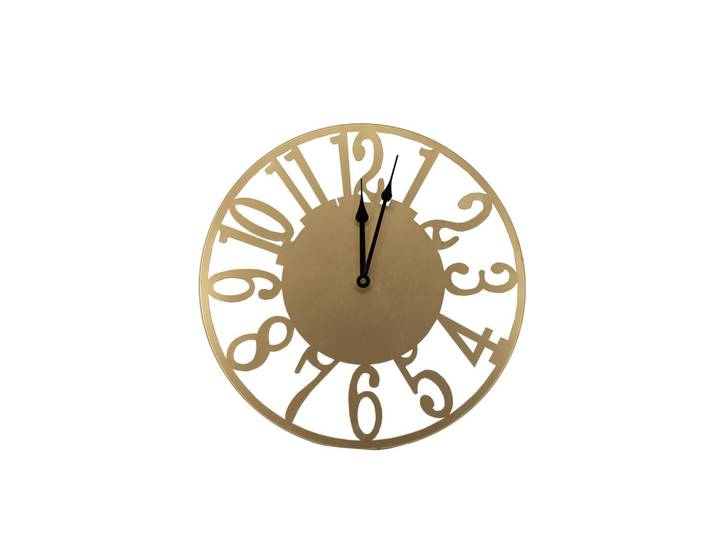 Art for the Home Wanduhr Zahlen 40x40cm, Goldfarben, Metall, Vintage, Rund, 40x1x40 cm, Dekoration, Uhren, Wanduhren