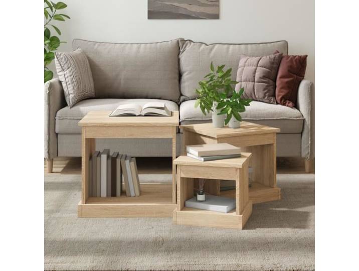 Tables gigognes 3 pcs chêne sonoma bois d'ingénierie 816491