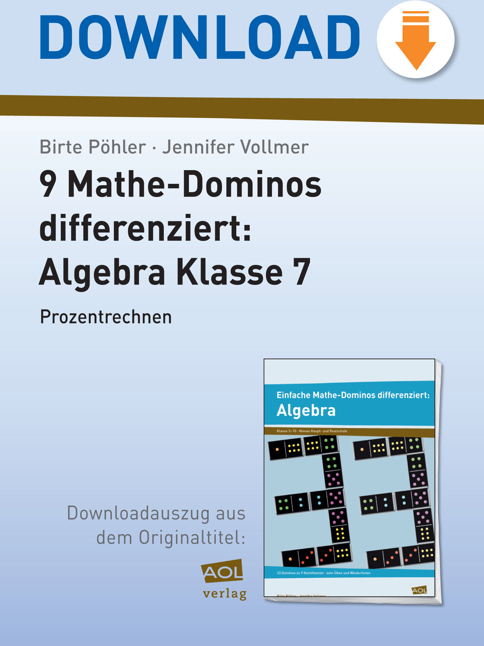 scolix (AOL-Verlag) 9 Mathe-Dominos differenziert: Algebra Klasse 7