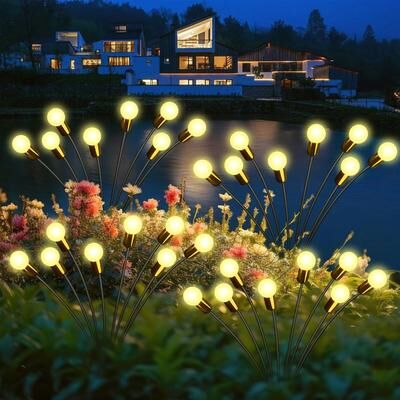 Uplifted Finds Outdoor Solar Wind Driven Firefly Garden Lamp 10 Led 2 Pcs warm