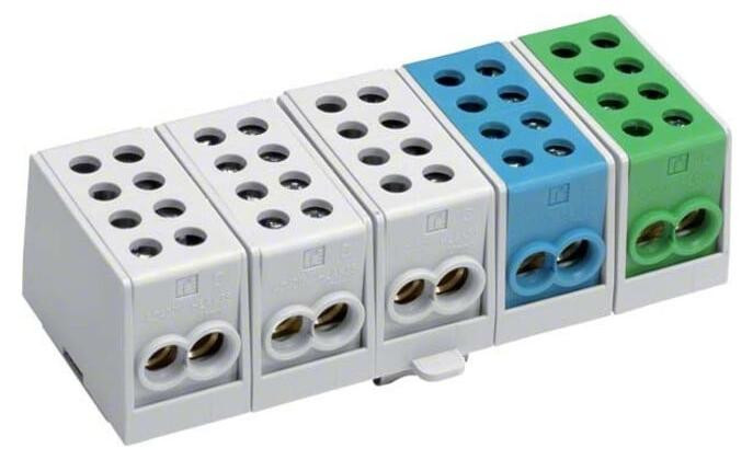 Hager hoofdleidingaansluitklem KH45A, 5-polig, 2x35-2x25 qmm per pool, IP20, 3xL, 1xPE