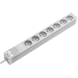 Rittal, Steckdosenleiste, Steckdosenleisten im Aluminiumkanal, 230 VAC (7x, CEE 7/5, 2 m)