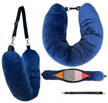 Uplift Treasures Convertible U Shaped Travel Neck Pillow blue