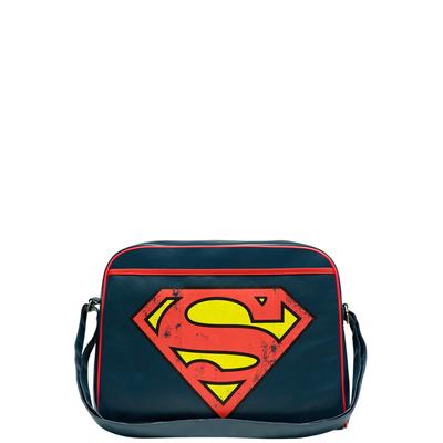 Schultertasche LOGOSHIRT "Superman - Logo", Damen, Gr. B/H/T: 35cm x 27,5cm, blau (dunkelblau, rot), Lederimitat, bedruckt, mehrfarbig, Taschen Schultertasche, mit coolem Superman-Logo