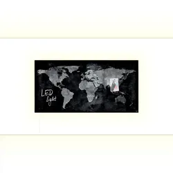 Sigel GL409 Glas-Magnettafel / Magnetboard Artverum, mit LED-Beleuchtung, 46x91 cm, Design World-Map